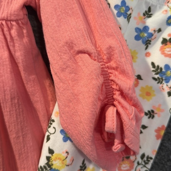 Little lass Pink, coral floral embroidered toddler girl, top and leggings set 3T - Picture 5 of 9